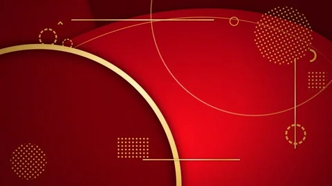 Abstract Red Background with Golden Geometric Elements and Minimalist Lines. Video stock 341775355