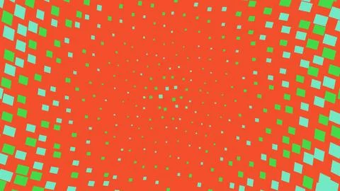 Abstract red background with green square dot pattern Stock Illustration