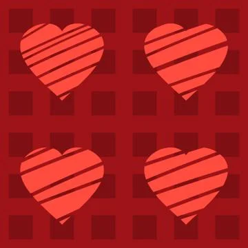 Abstract red background with hearts Stock Illustration