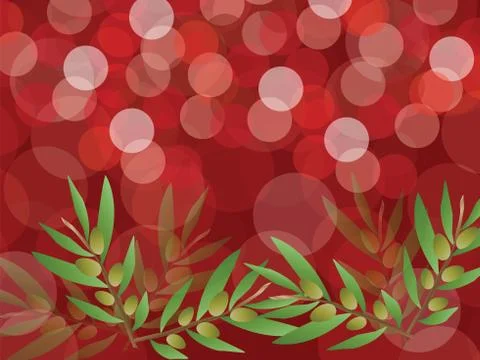 Abstract red background with olive trees vector Stock Illustration