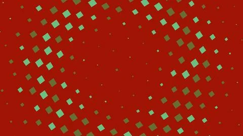 Abstract red background with small green squares pattern Stock Illustration