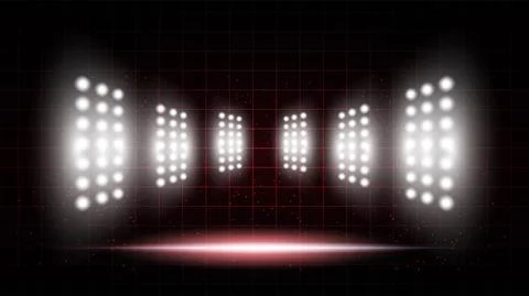 Abstract red background stadium stage hall with scenic lights of round futuri Stock Illustration