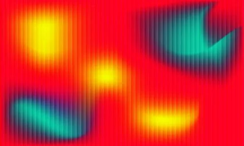 Abstract Red Background with Vertical 3D Stripes and Vibrant Neon Gradient Gl Stock Illustration