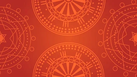 Abstract red background video with dynamic looping traditional mandala patt.. Stock Footage 334525444