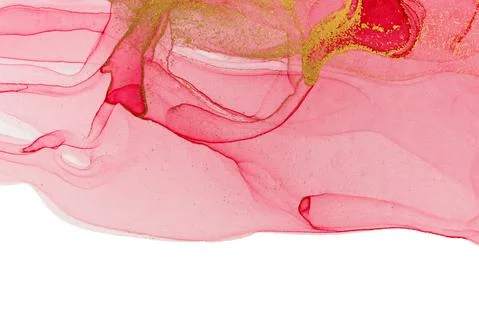 Abstract red background on white background. Pink and gold watercolor pattern. Illustrazione stock