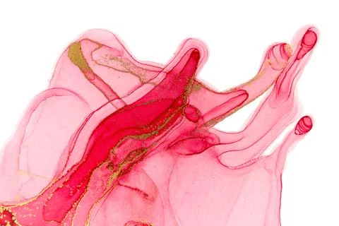 Abstract red background on white background. Pink and gold watercolor pattern. Illustrazione stock
