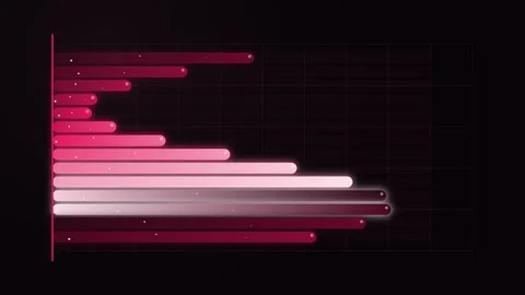Abstract Red Bar Chart Data Visualization on Dark Background, Financial Gro.. Stock Footage 346660340