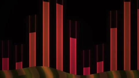 Abstract Red Bar Chart Visualizer with Dark Background and Green Base. Stock Footage 334510215