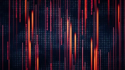 Abstract red binary code digital motion background with streaming data and .. Stock Footage 332383007