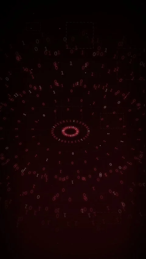 Abstract Red Binary Code Digital Data Vortex Background Stock Footage 335343834