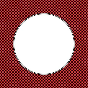 Abstract red black checkered pattern with white circle in center Stock Illustration