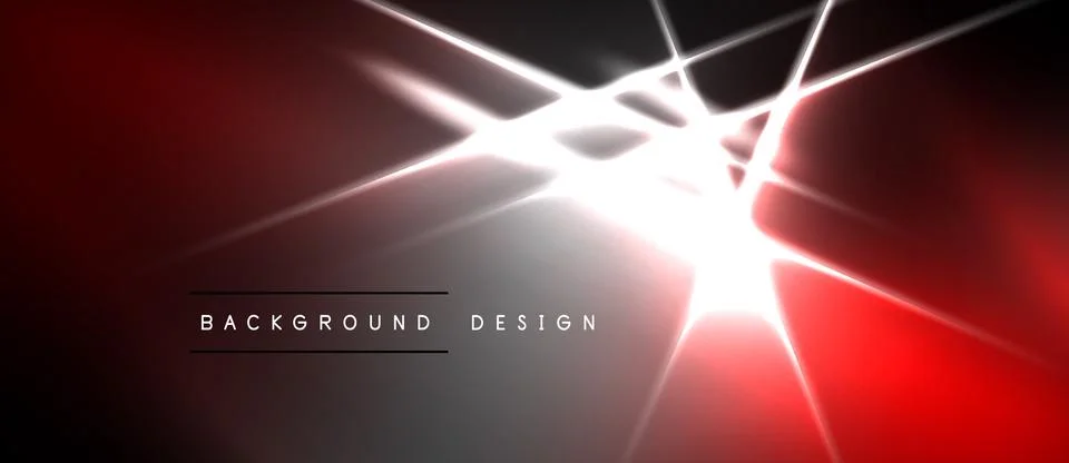 Abstract red, black design. Bright light flares radiate from center. Text rea Stock Illustration