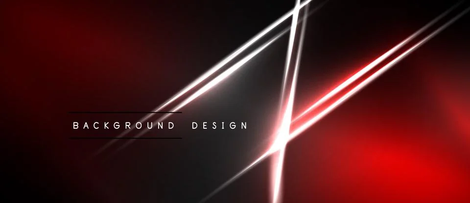 Abstract red, black design features bright neon lines intersecting. Modern Illustrazione stock