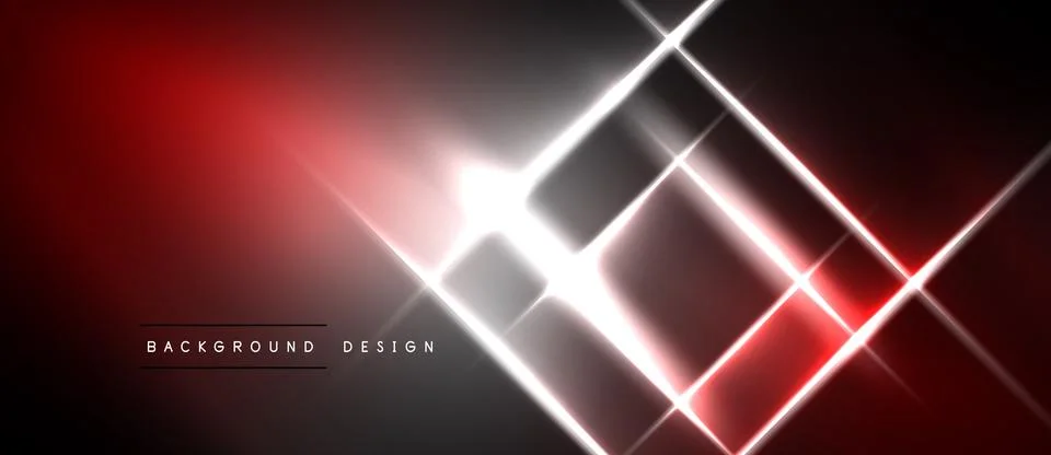 Abstract red, black design. Glowing lines form geometric shapes, creating Illustrazione stock