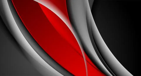 Abstract red black glossy waves hi-tech background Illustrazione stock