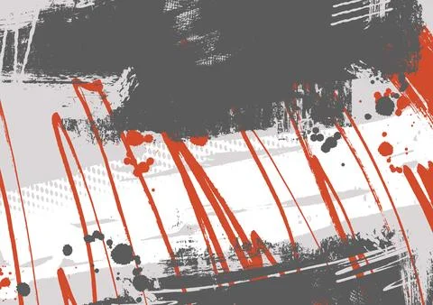 Abstract Red Black Gray Grunge Brush Background Stock Illustration