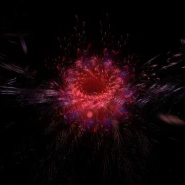 Abstract red black round shining explosive fractal Stock Illustration