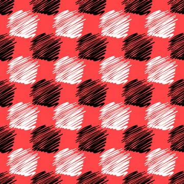 Abstract red black white contrast seamless pattern background freehand blot Illustrazione stock