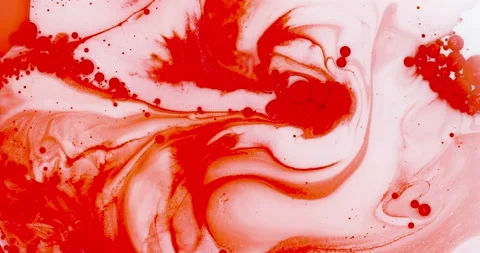 Abstract red, blood paint bubbles marble background with milk oil and soap Video stock 135847871