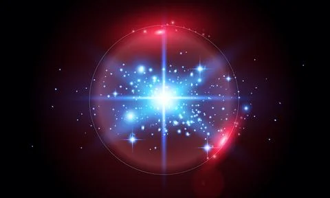 Abstract red blue light rays with shine dot effect and glitter light decoration Stock Illustration