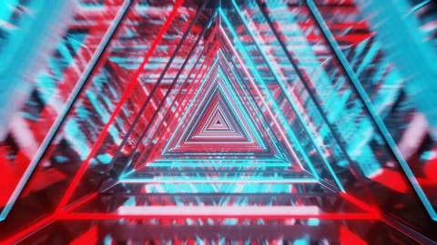 Abstract red blue neon light triangle speed blur zoom animation. Stock Footage 125017169