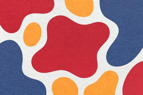 Abstract red, blue, orange paper texture background with amorphous fluid bl.. Stock Illustration