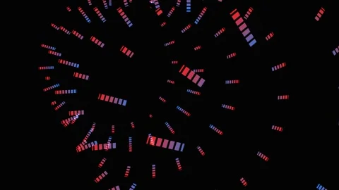 Abstract Red Blue Particles Exploding Outward During Festive Celebration Ag.. Vídeos de archivo 343482244