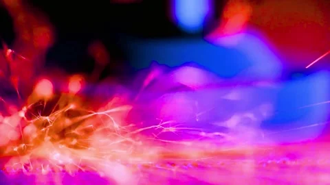 Abstract red blue vibrant sparks and lights motion on dark background macro Stock-Footage 341802147