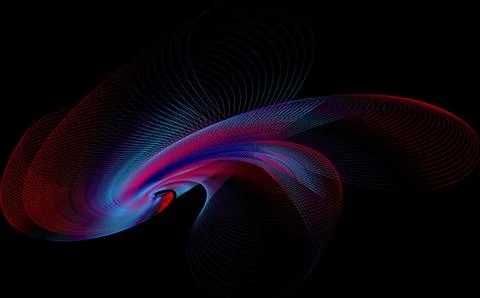 Abstract red blue wave on black fractal. Fractal art background Stock Illustration