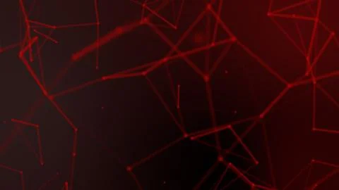 Abstract red blurred geometry wireframe network and connecting dot in space.. Stock Illustration