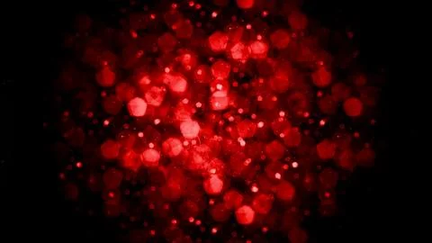 Abstract red bokeh lights on a dark background with glowing particles Stock Illustration