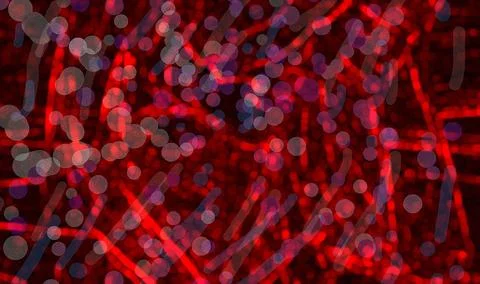Abstract Red Bokeh Lights Over Geometric Light Pattern With Festive Blurred.. Stock Illustration