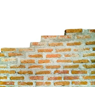 Abstract red brick block wall texture with plaster. and white copy space above. Stock Photos