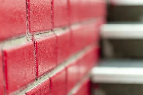 Abstract red brick wall, red brick wall texture in partial blur Stock Photos