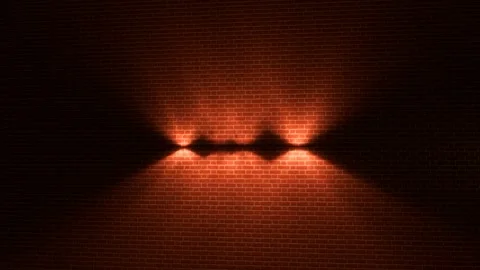 Abstract Red Brick Wall with Symmetrical Up and Down Light Beams Stock-Footage 331049651