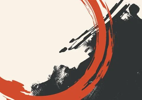 Abstract Red Brush Circle Grunge Background Vector Stock Illustration