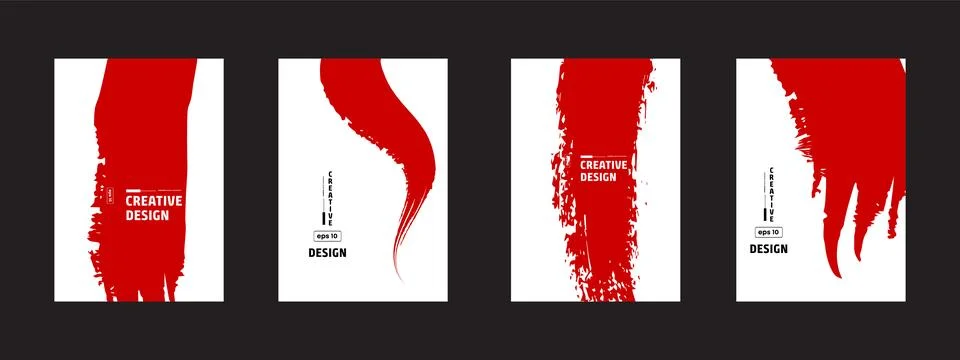 Abstract Red Brush Stroke Creative Design Vector Templates Stock Illustration