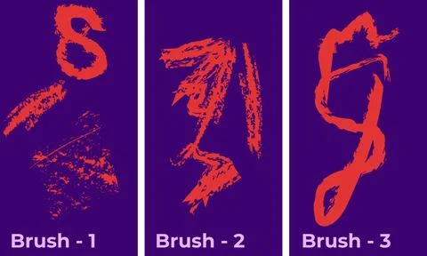 Abstract Red Brush Strokes Set with Grunge Texture on Purple Background Stock Illustration