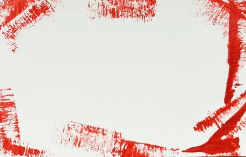 Abstract red brush strokes texture frame on white background template with copy  Stock Photos