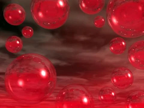 Abstract red bubbles background - 3d rendering Stock Illustration