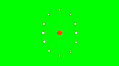 Abstract red center orb surrounded by white nodes on a vibrant green screen Stock Footage 341824101