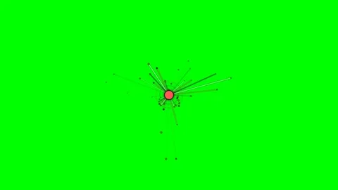 Abstract red center point with radiating lines on a vibrant green background Stock Footage 340267659