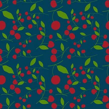 Abstract red cherry seamless pattern background. Vector. Stock Illustration