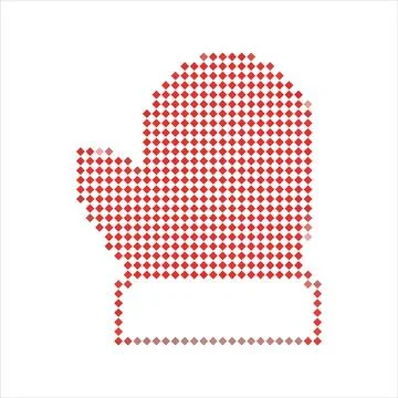 Abstract Red Christmas Mitten Element Made of Geometric Pattern. イラスト素材