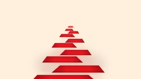 An abstract red Christmas tree shape composed of overlapping horizontal bar.. Stock Footage 346733496