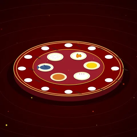 Abstract red circle background with colorful glowing dots and patterns Stock Footage 344777699
