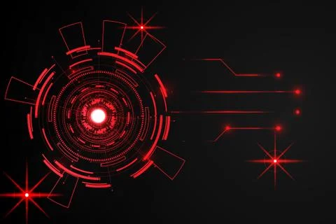 Abstract red circle  technology background on hi tech future dark background. Stockillustratie