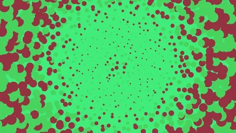 Abstract red circles pattern on a bright green background Illustrazione stock