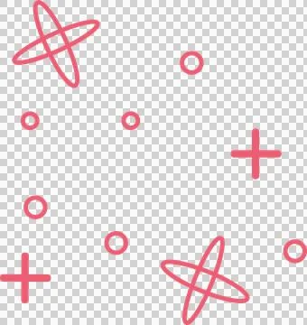 Abstract red circles, plus signs and loops are forming pattern in flat design on Stock Illustration