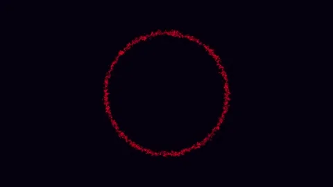Abstract Red Circles Pulsing with Energy in Dark Space Cinematic Motion Video stock 342429272
